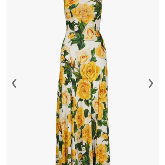 Dolce & Gabbana Yellow Rose Print Dress - Picture 2 of 9